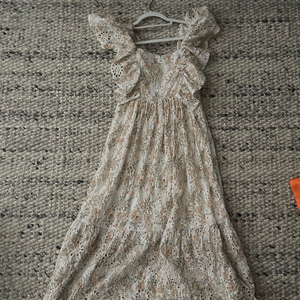 En Saison Cream Floral Lace Maxi Dress